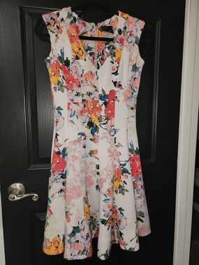 Just...Taylor White Midi Dress with Multicolor Floral Print